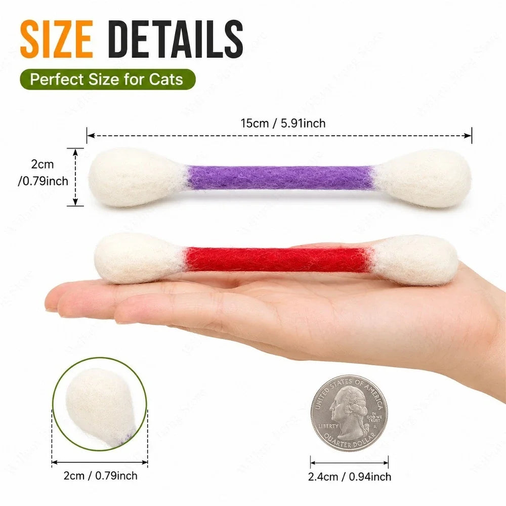 6-Pack Catnip Chew Toys – Cotton Swab Kitten Teeth Toy Cat Chew Toy Qme