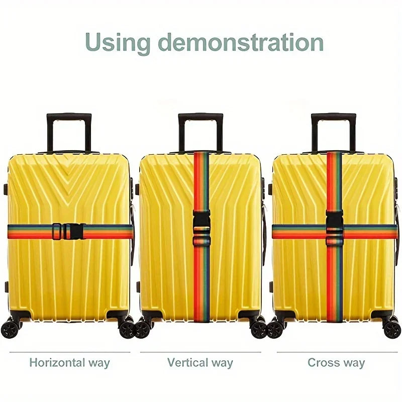 Rainbow Adjustable Luggage Strap with Quick-Release Buckle Luggage Strap Qme