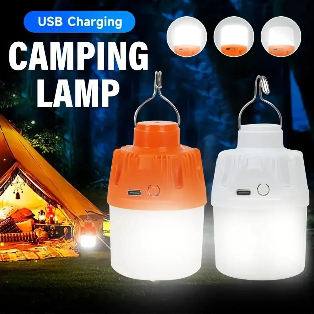USB Rechargeable LED Emergency Lamp Bulb | Portable Outdoor Light Rechargeable LED Lamp Qme Orange