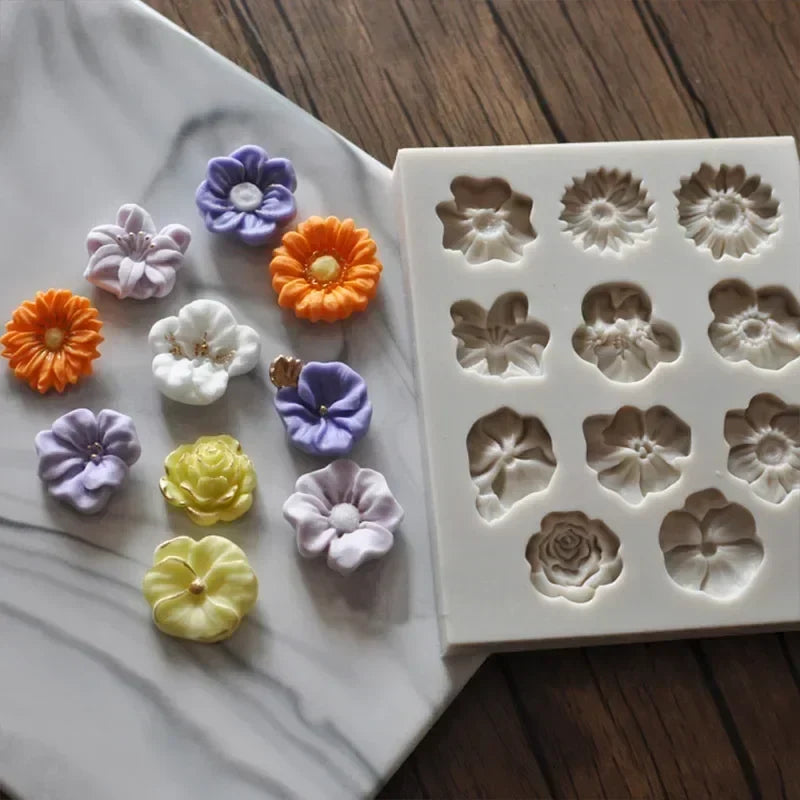 Sunflower & Rose Silicone Mold | Flower Baking & Craft Molds Silicone Baking Mold Qme