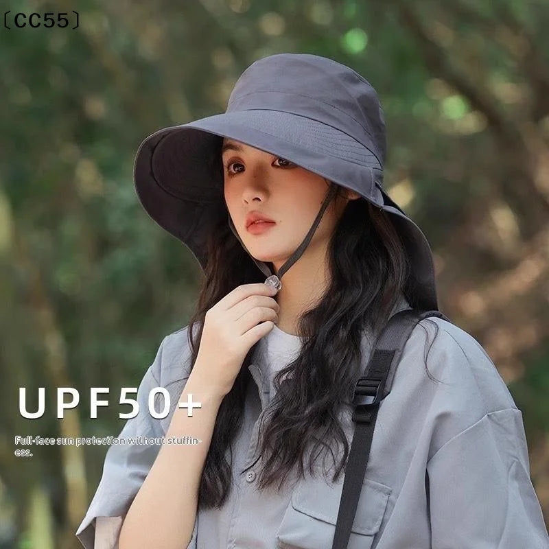 Women's Wide Brim Sun Hat with Neck Cover – UV Protection Sun Protection Hat Qst