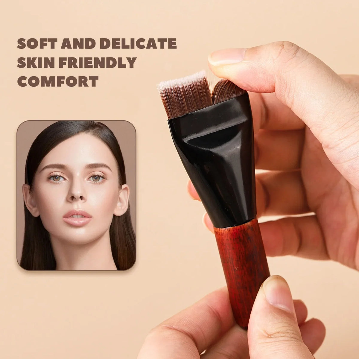 Mini Flat Foundation Brush – Streak-Free Synthetic | Qme Foundation Brush Qme
