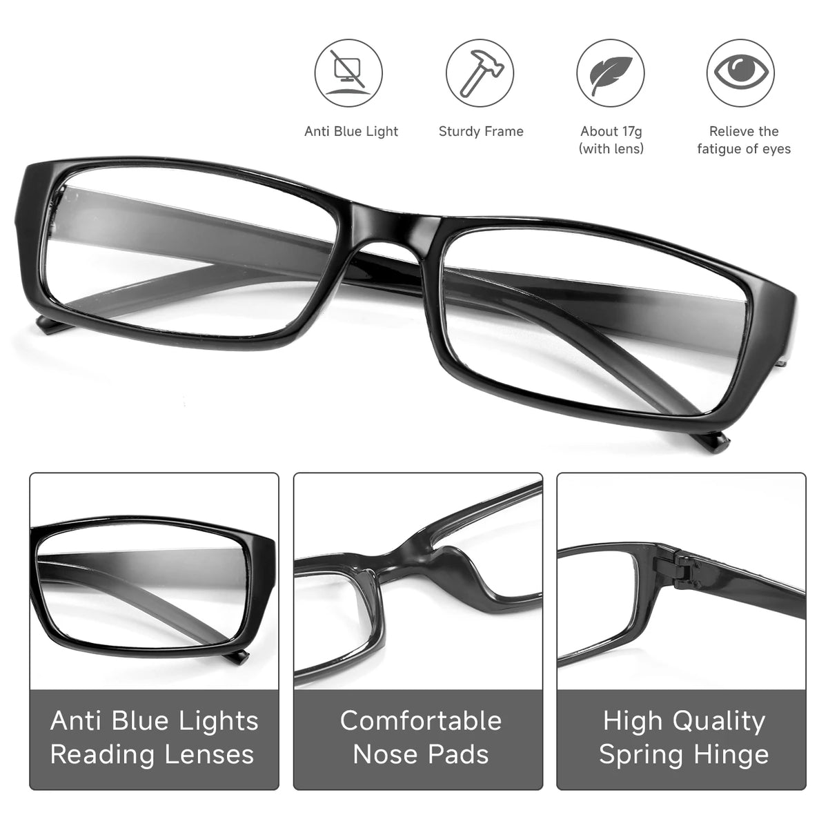 VOPHA Autofocus Anti-Blue Light Reading Glasses Smart Zoom Reading Glasses Qst