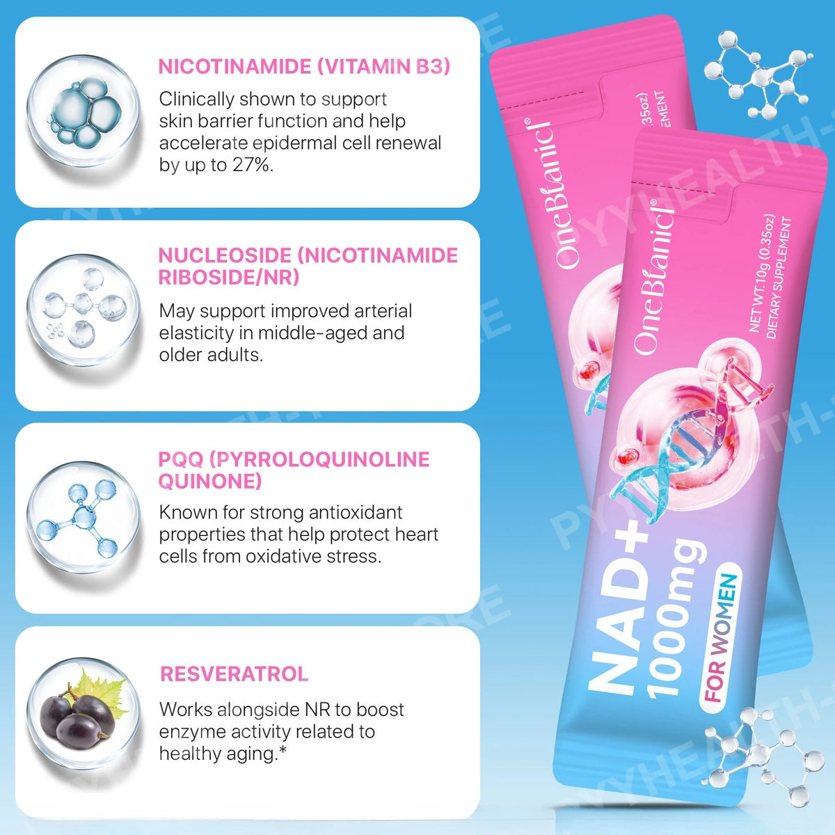 NAD+ Liquid Sticks – NR, PQQ, Quercetin & Resveratrol | 21 Sticks Wellness Supplement Qst