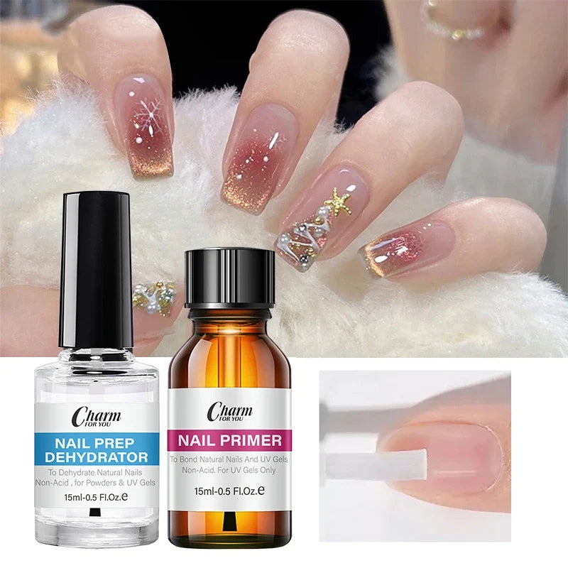 Qme Acid-Free Gel Nail Base Coat & Drying Agent Kit Gel Nail Prep Kit Qme