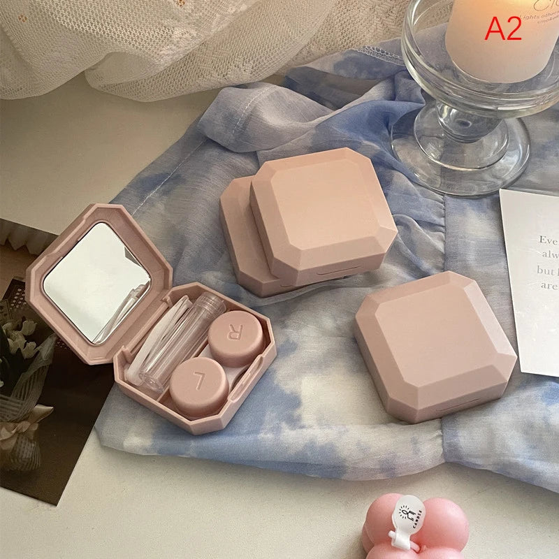 Portable Contact Lens Case Set – Tweezer & Suction Stick Kit Contact Lens Case Qst Light pink