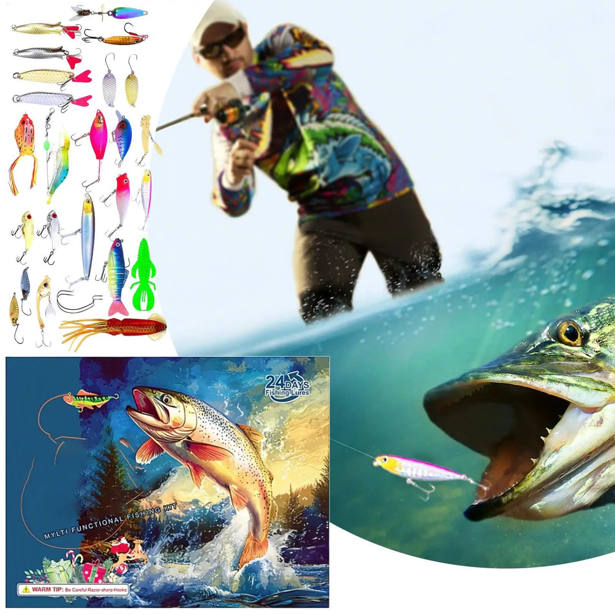 Fishing 24-Day Christmas Advent Calendar – Tackle Countdown Gift Fishing Advent Calendar Qme