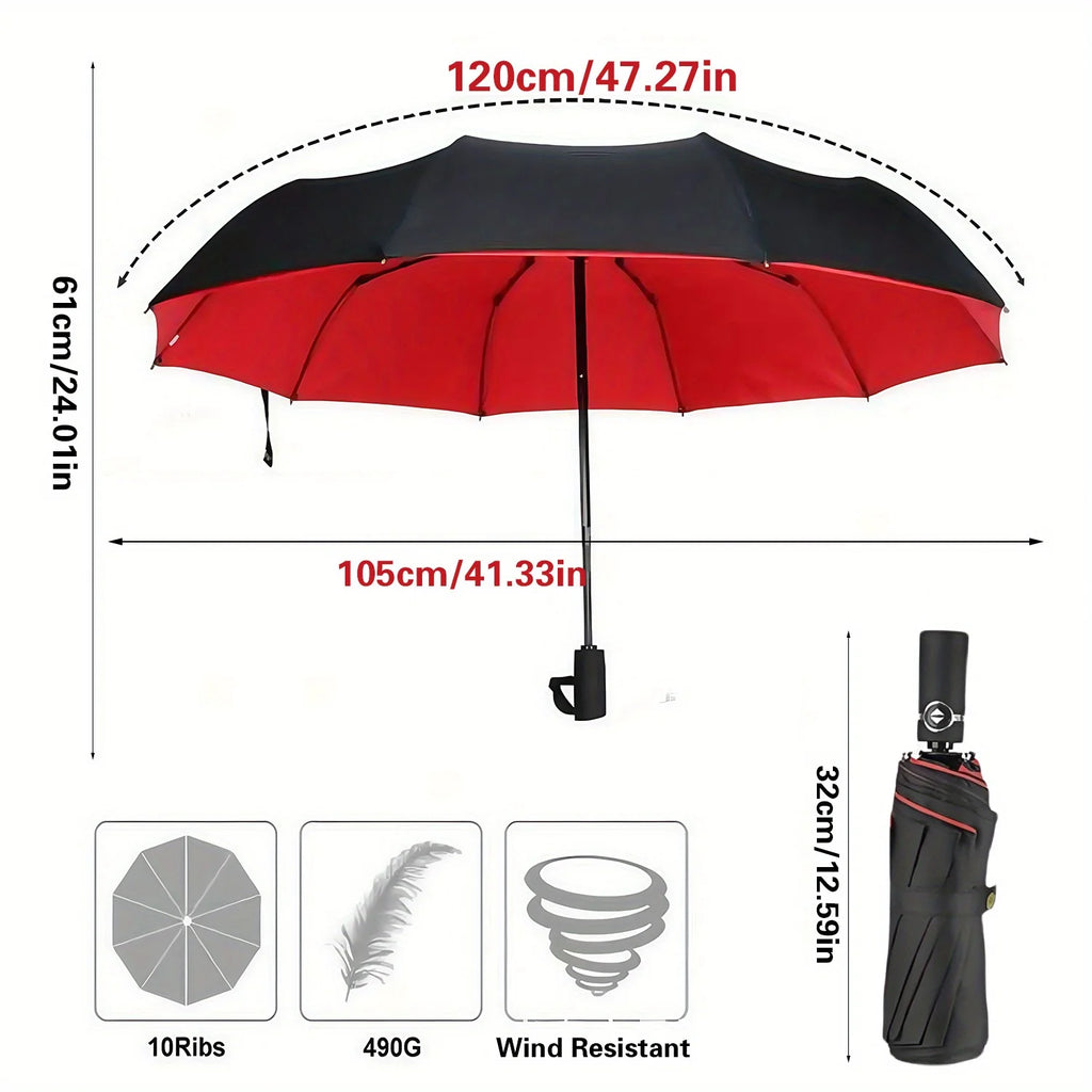 Windproof Double Layer Auto Folding Umbrella – Sun & Rain Windproof Folding Umbrella Qst
