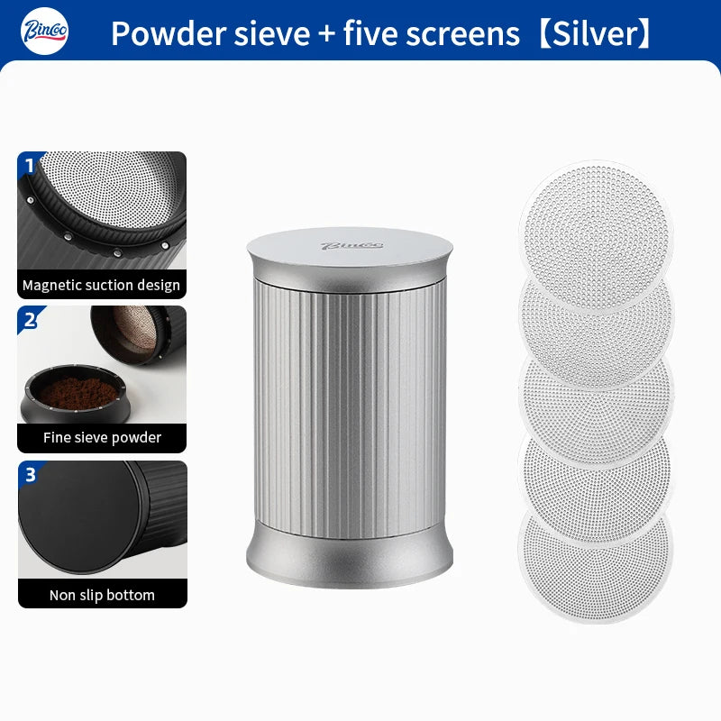 Bincoo Aluminum Coffee Powder Spreader & 5-Mesh Sifter Set Coffee Powder Spreader Qst silver