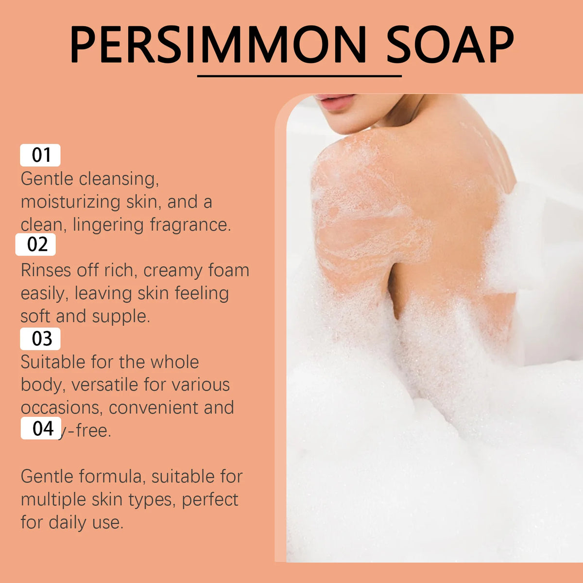 Persimmon Soap Bar – Brightening Moisturizing Face & Body Wash Brightening Bar Soap Qst