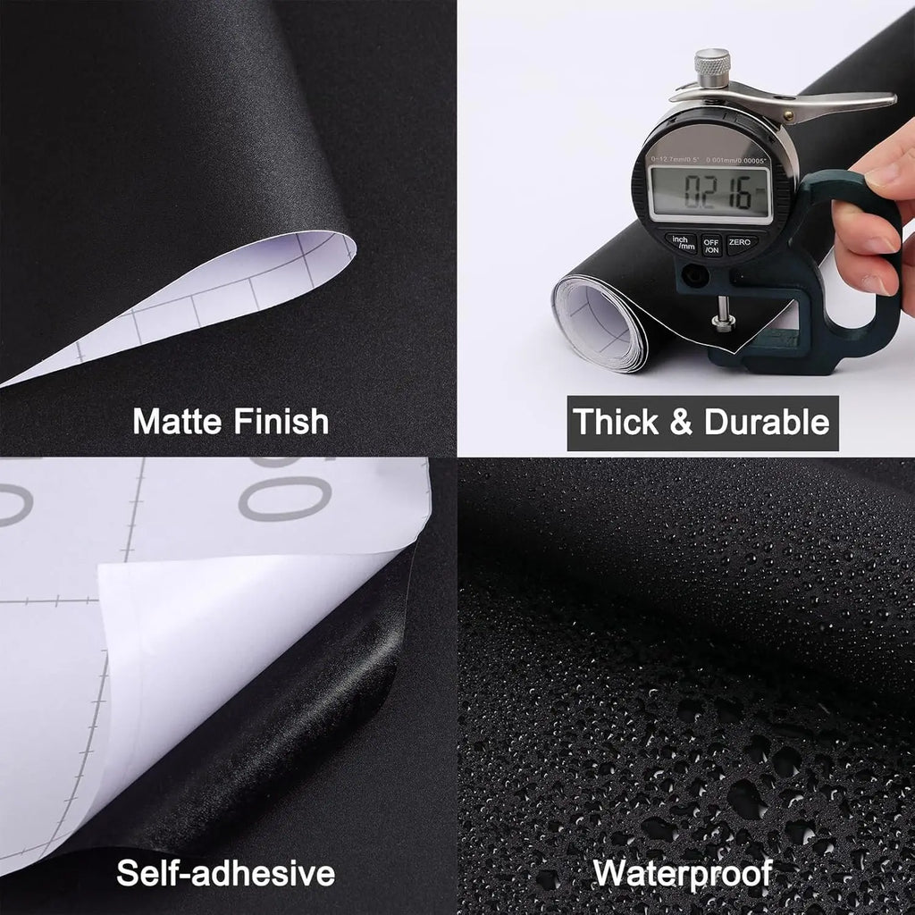 Black Matte Peel & Stick Wallpaper – Waterproof Vinyl Contact Paper Peel & Stick Wallpaper Qme