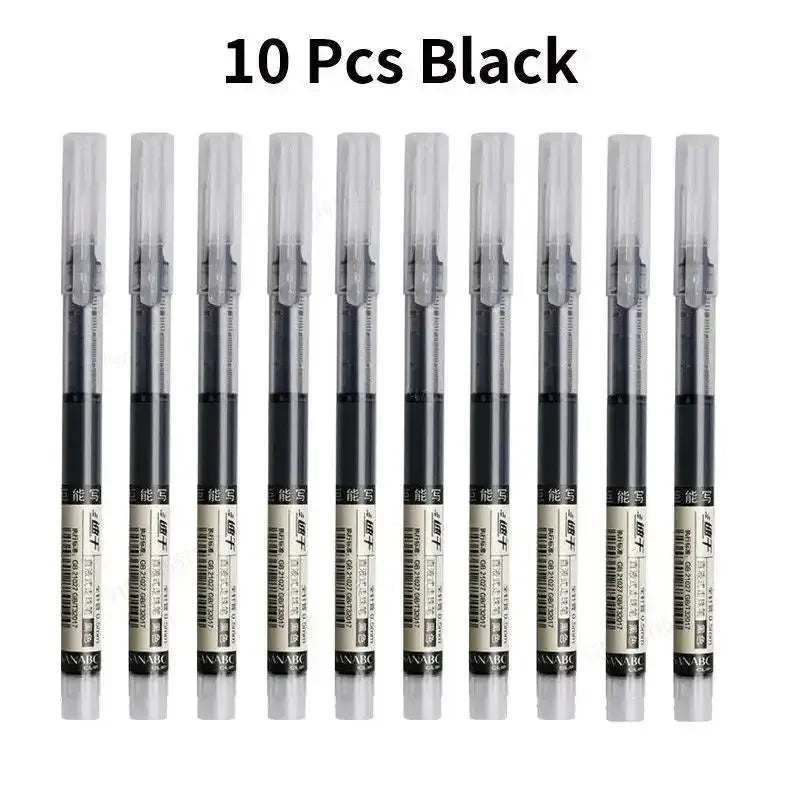 Kawaii Needle Gel Pens Black Blue Red Ink – 10-Pack Needle Gel Pens Qme 10pcs Black