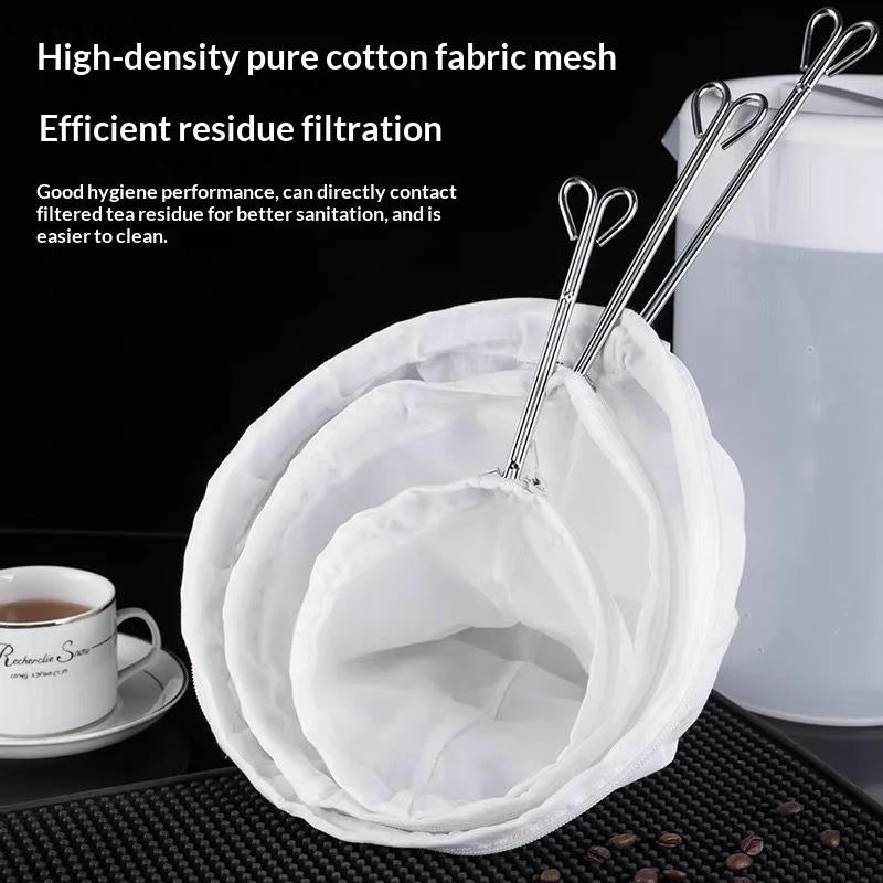 Reusable Cotton Tea Filter with Stainless Steel Handle | S/M/L Tea Filter Strainer Qme