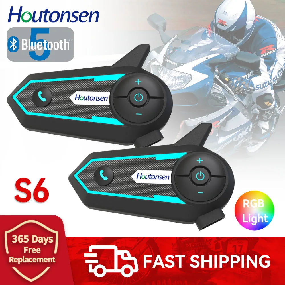 Motorcycle Helmet Bluetooth Headset RGB Walkie-Talkie S6 Helmet Bluetooth Headset Qst