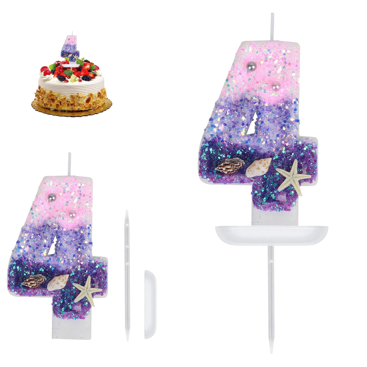 Pink Mermaid Number Birthday Candle – Ocean Beach Cake Topper Birthday Cake Candle Qst seas and oceans4