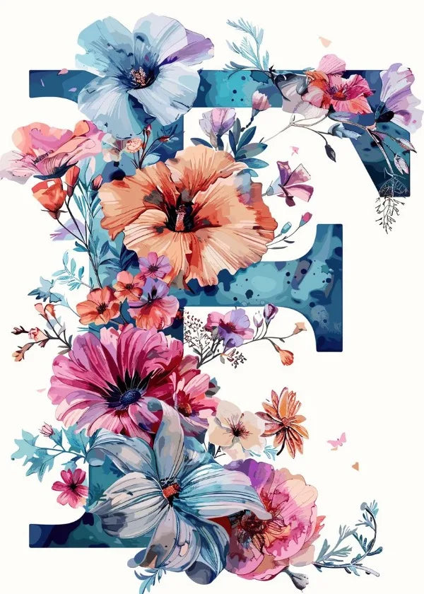 Flower Alphabet Wreath Canvas Wall Art – Modern Aesthetic Poster Canvas Wall Art Qst