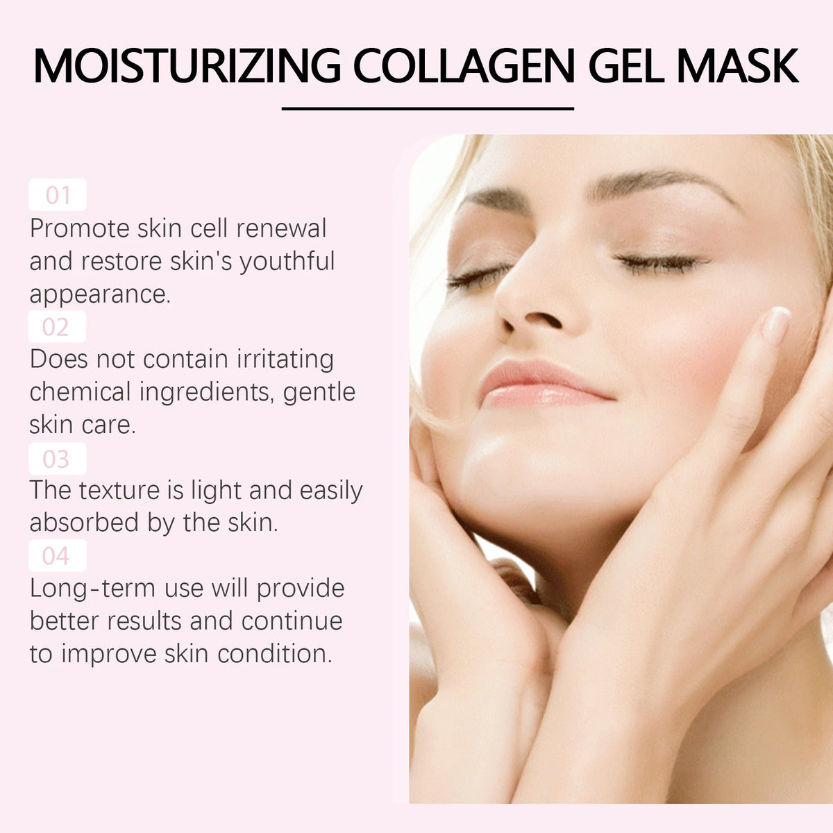 Hoygi Pink Collagen Salmon Hydrogel Facial Mask – Moisturizing Hydrogel Facial Mask Qst