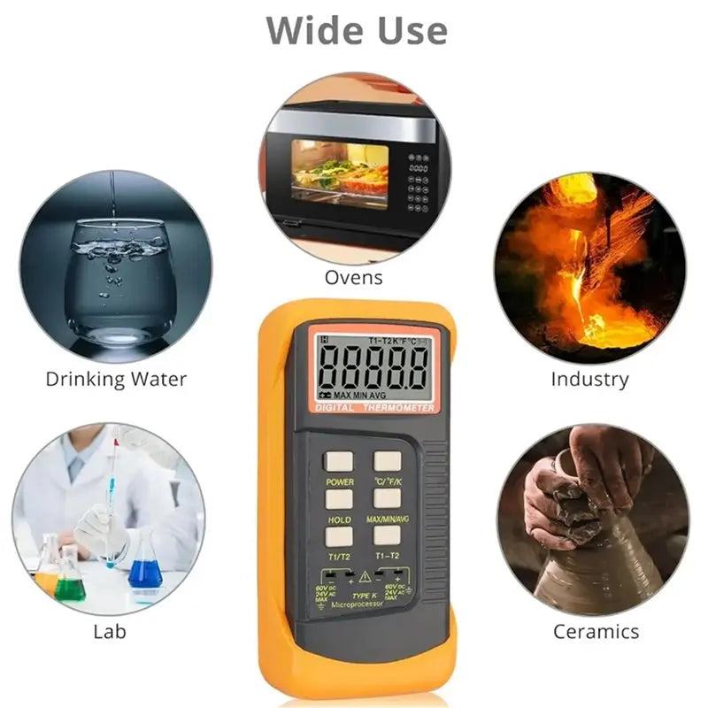 A02F Temperature Meter with 8 K-Type Thermocouple Probes | Qme Thermocouple Thermometer Qme