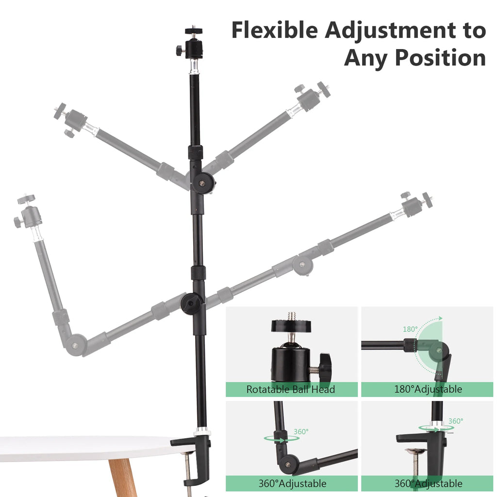 Andoer ST-01 Flexible Desk Mount Stand & Ballhead Adapter Camera Desk Mount Stand Qst