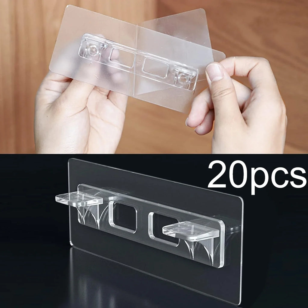 No-Drill Adhesive Shelf Brackets – Clear Plastic Cabinet Support Shelf Bracket Qme 20pcs 5.5inch