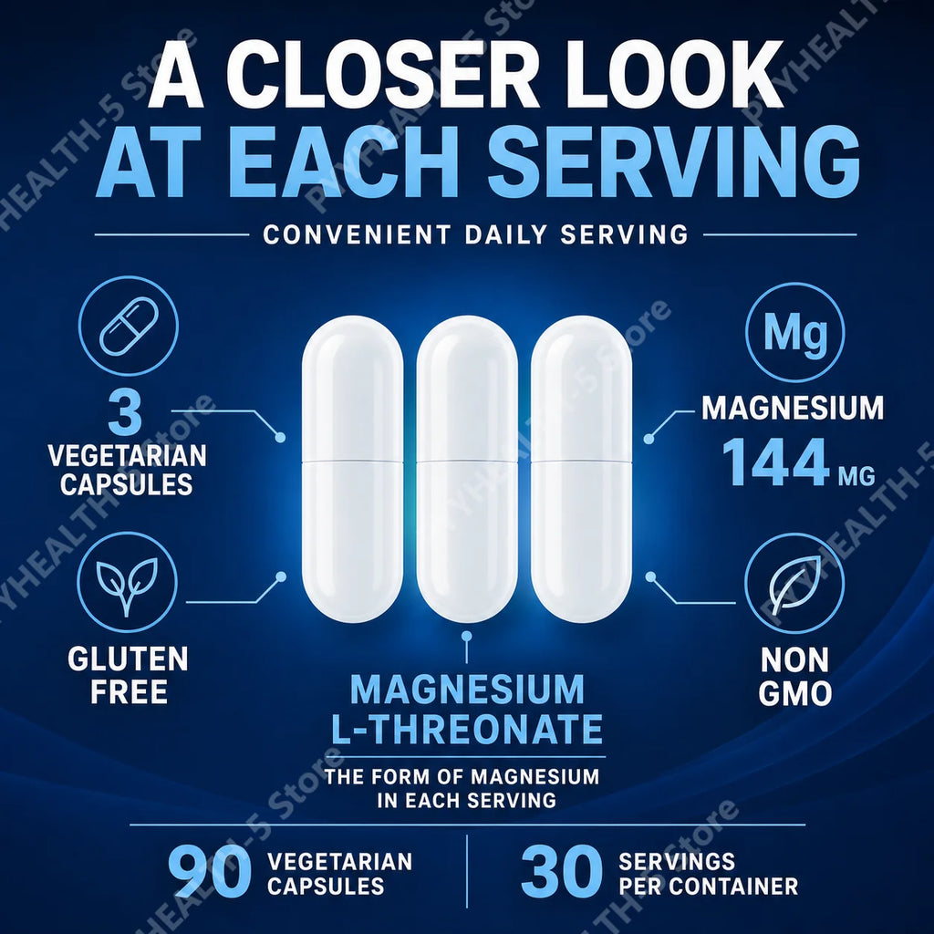 Magnesium L-Threonate Magtein 90 Capsules – Brain & Memory Support Magnesium Supplement Qst