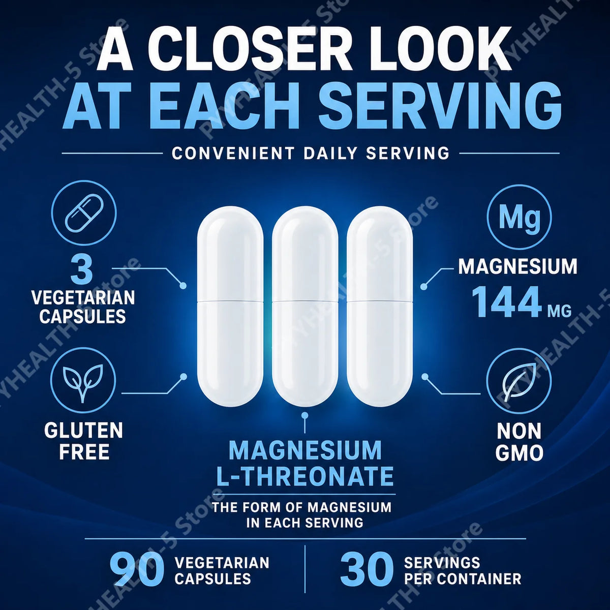 Magnesium L-Threonate Magtein 90 Capsules – Brain & Memory Support Magnesium Supplement Qst