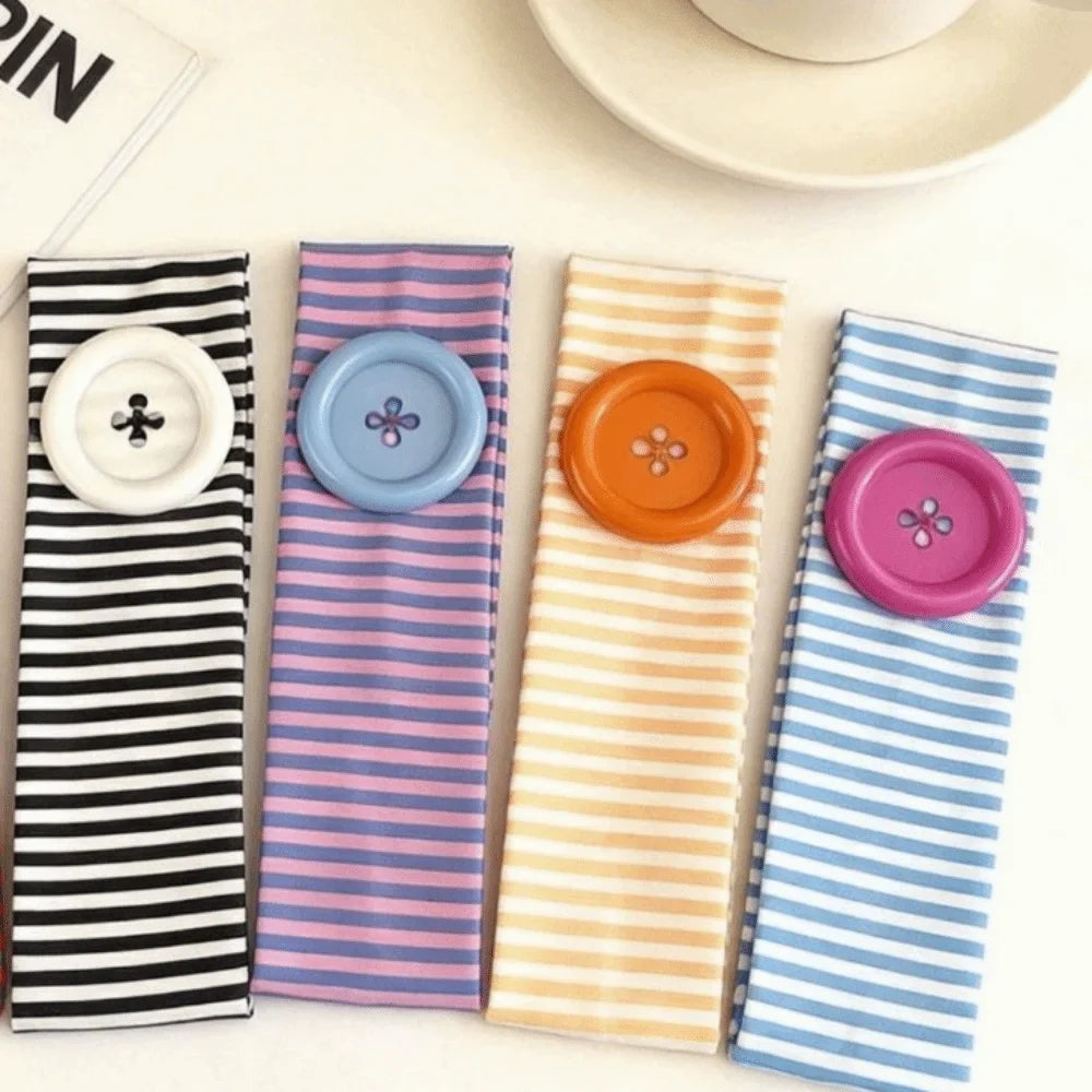 Sports Striped Stretch Headband | Oversized Button, 6 Colors Sports Headband Qme