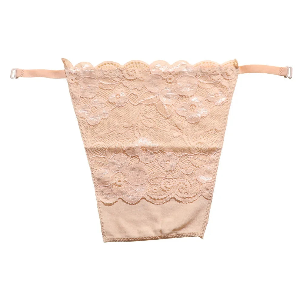 Strapless Floral Lace Bralette Double Mesh Tube Top Insert Strapless Bralette Qme apricot One Size