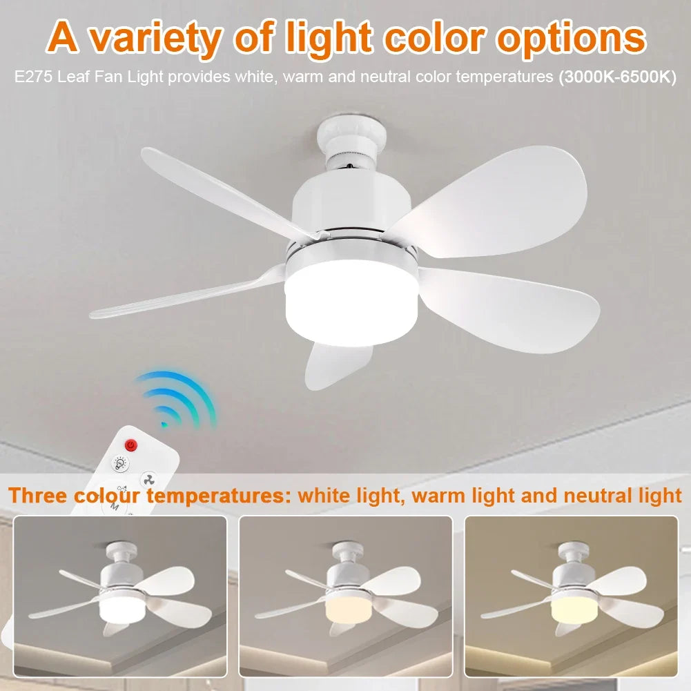 Silent Ceiling Fan with LED Light & Remote Control – E26/E27 LED Ceiling Fan Qme