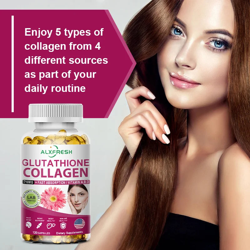 Alxfresh Collagen Glutathione Biotin Vitamins Capsules | 60-120ct Nutritional Supplement Qst