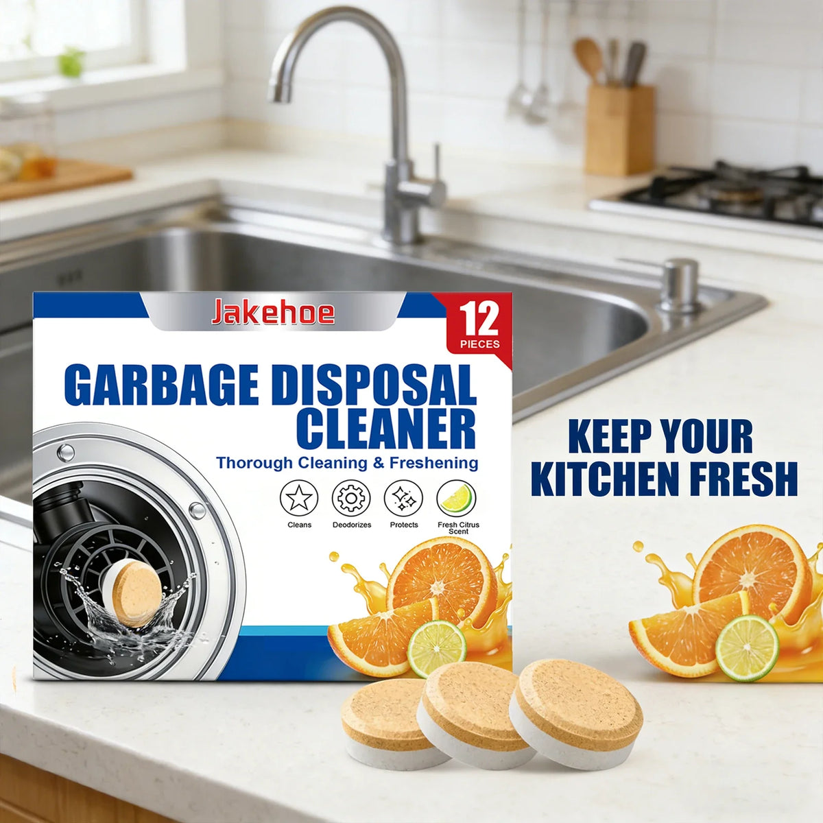 Garbage Disposal Cleaner & Deodorizer Tablets | 4 Scents Disposal Cleaning Tablets Qme