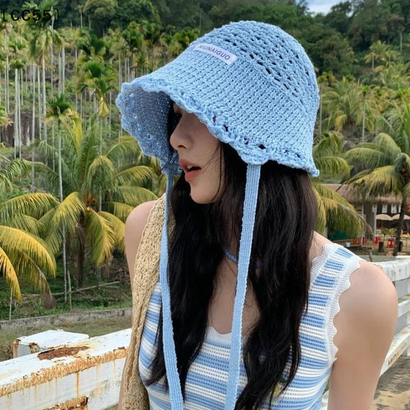 Women's UV Crochet Sun Hat – Foldable Breathable Beach Hat Crochet Sun Hat Qst