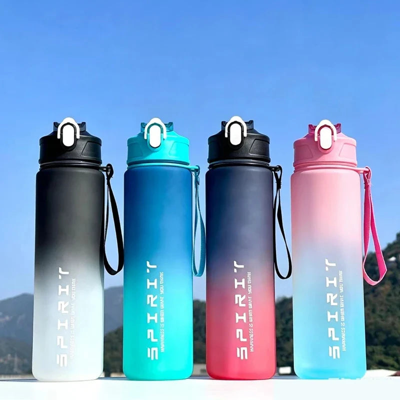 800ml Leak-Proof Sports Water Bottle with Straw & Time Markers Sports Water Bottle Qme