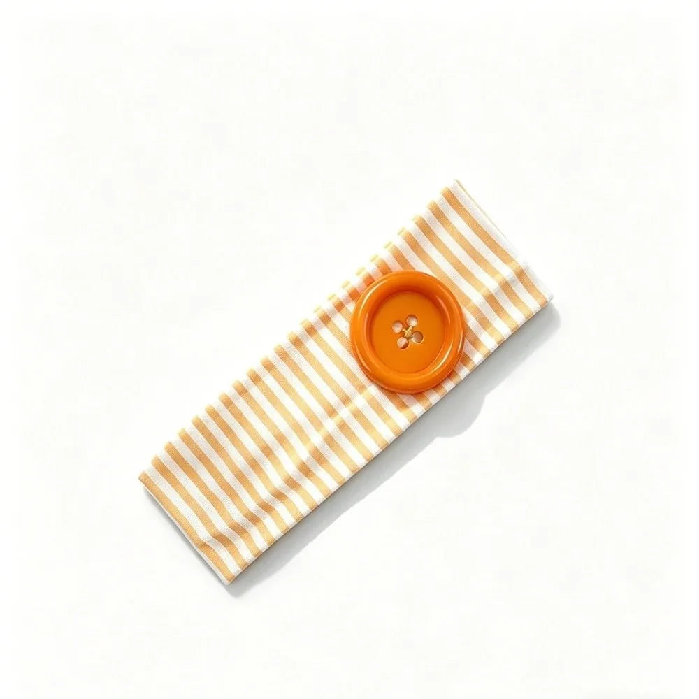 Sports Striped Stretch Headband | Oversized Button, 6 Colors Sports Headband Qme Orange