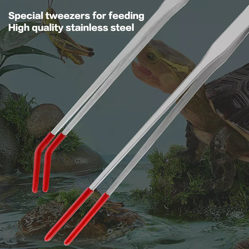 Reptile Feeding Tongs Stainless Steel Rubber Tip Tweezers Pet Feeding Tongs Qst