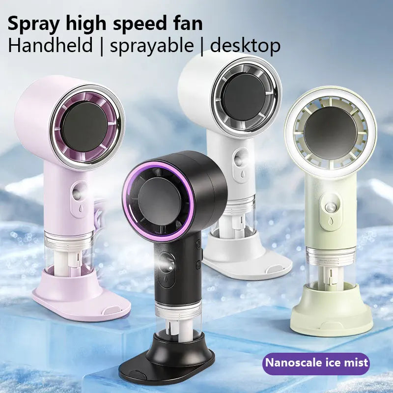 Portable Mist Spray Fan – USB Rechargeable 3-Speed Mini Fan Handheld Mist Fan Qst