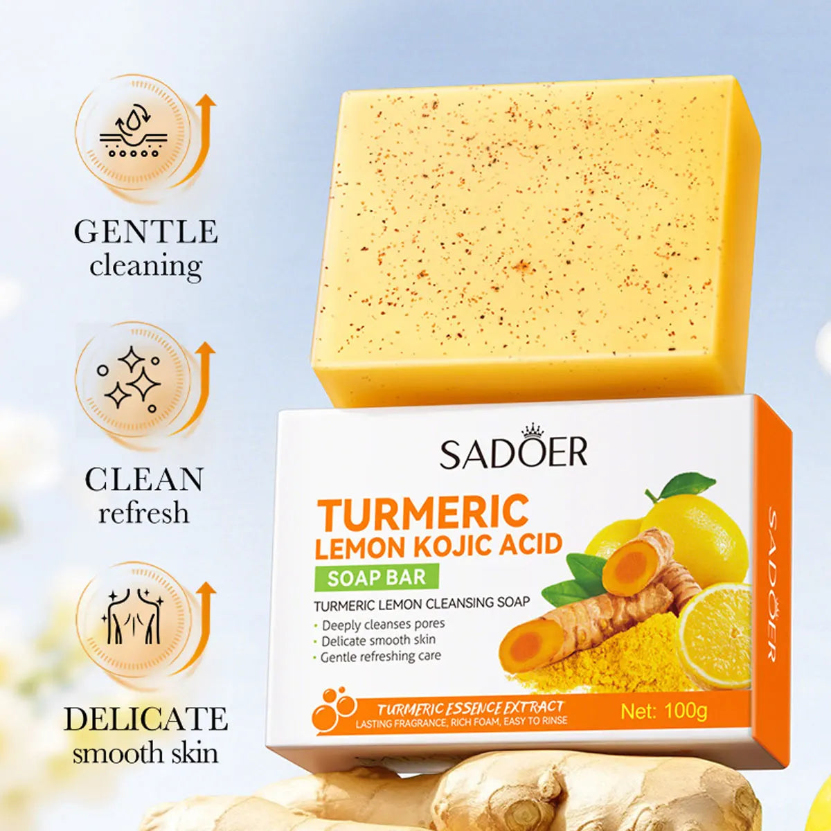 Turmeric Lemon Kojic Acid Scrub Soap – Oil Control & Brightening Exfoliating Scrub Soap Qme