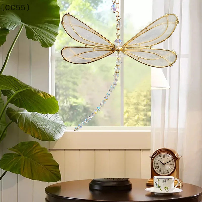 Metal Dragonfly Crystal Suncatcher – Window & Garden Ornament Crystal Suncatcher Qst