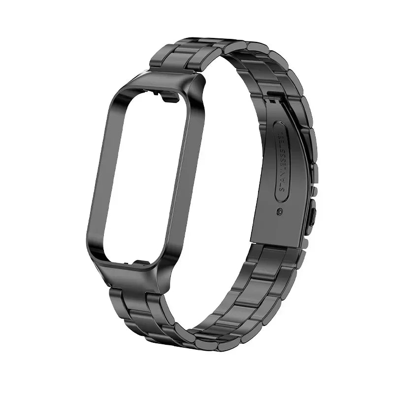 Xiaomi Mi Band 8 Active Stainless Steel Metal Strap | 14 Colors Smart Band Strap Qme Black 3 for Redmi Band 2