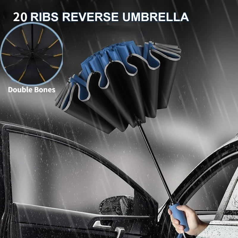 Windproof Reverse Folding UV Umbrella – Auto Open/Close Folding Umbrella Qst