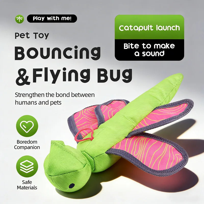 Dog Launcher Fly Insect Toy – Bite-Resistant Oxford Crinkle Interactive Dog Toy Qme