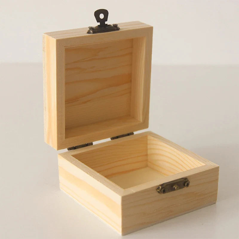 Natural Wooden Storage Box 8x8cm | Home Organizer & Gift Box Wooden Storage Box Qme