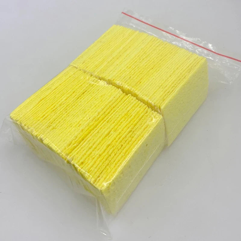 Soldering Iron Tip Cleaning Sponge – Yellow 5×3.5cm Soldering Accessory Qme 100pcs