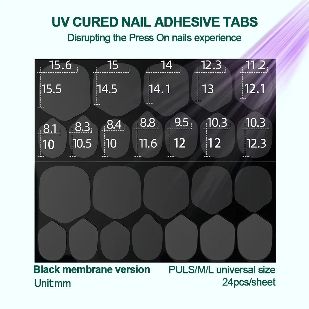 Nailpop UV Cured Nail Adhesive Tabs – Breathable Double-Sided Nail Adhesive Tabs Qme M 10pcs
