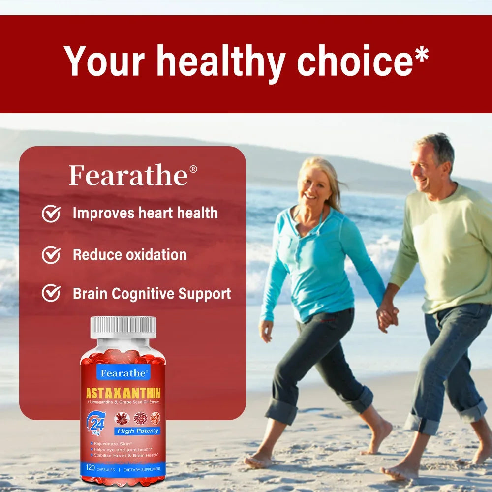 Astaxanthin Capsules with Grapeseed Oil & Ashwagandha | Non-GMO Antioxidant Supplement Qst