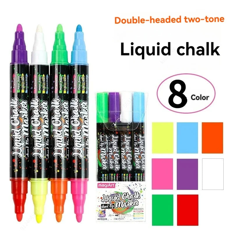 Erasable Liquid Chalk Markers – Reversible Tips for Glass & Chalkboard Liquid Chalk Markers Qme