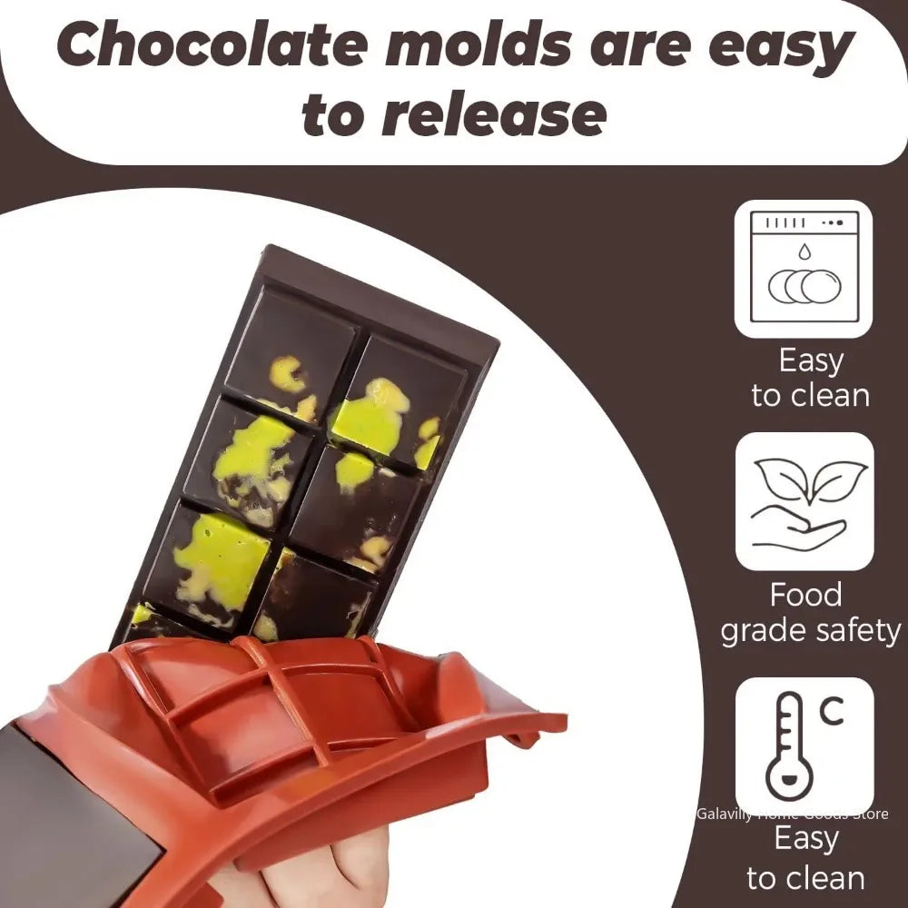 Dubai Chocolate Bar Silicone Mold – Large Thick Filling Bars Silicone Chocolate Mold Qme