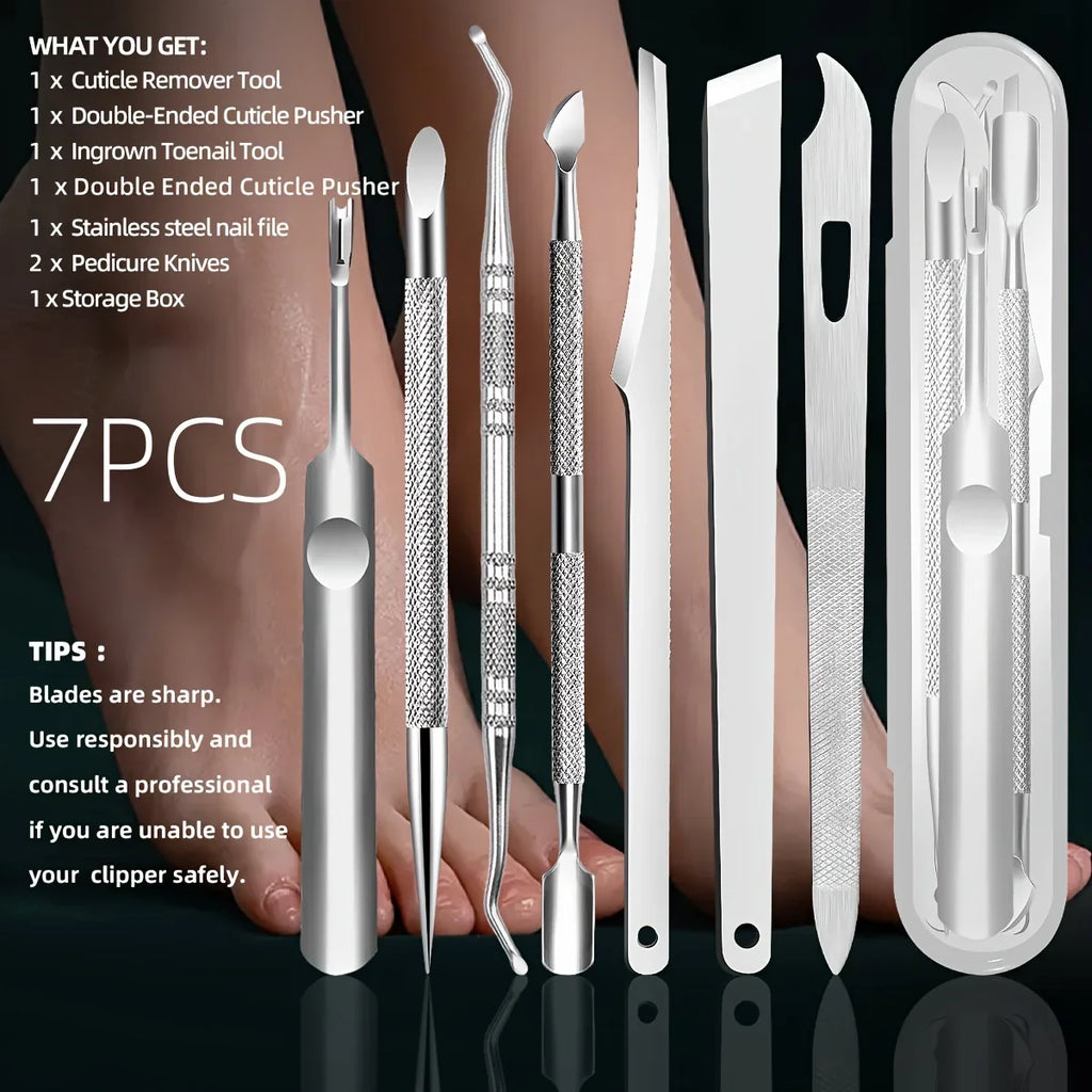 Stainless Steel Cuticle Remover & Nail Care Set | Qme Nail Care Set Qme