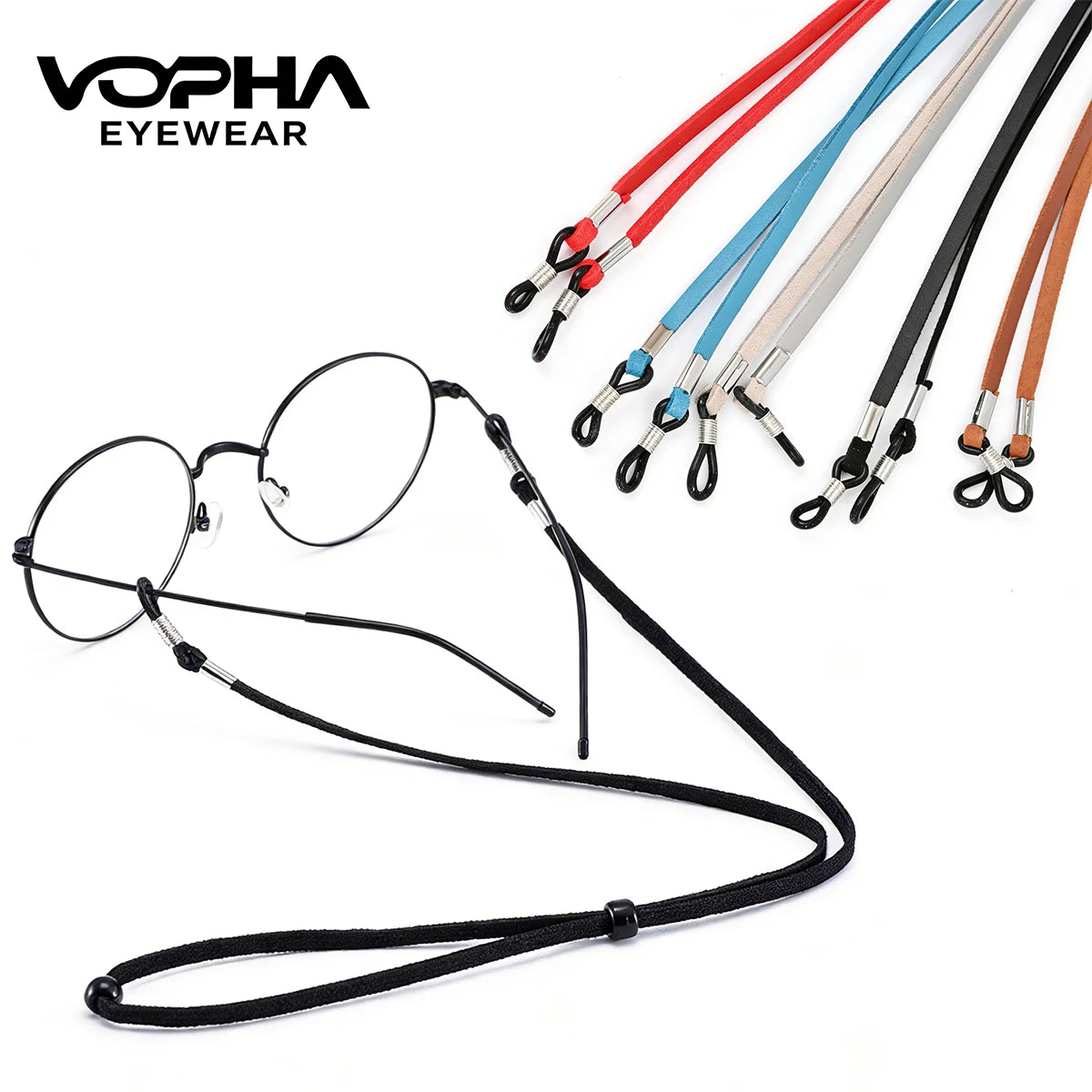 VOPHA Leather Glasses Lanyard – Adjustable Eyewear Chain PS03 Eyewear Accessories Qst