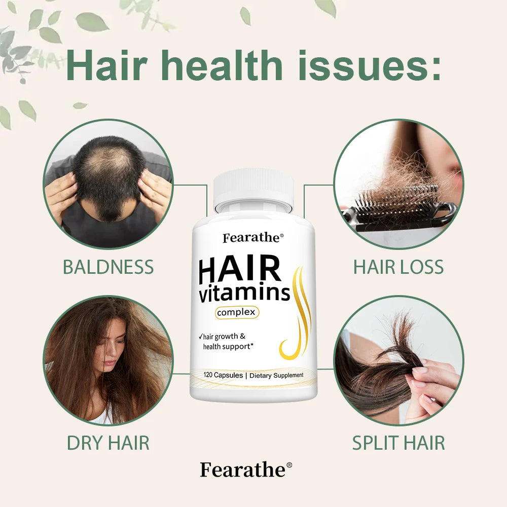 Fearathe Hair Multivitamin Capsules – Biotin, A/B12/C/D/E Hair Supplement Capsules Qst